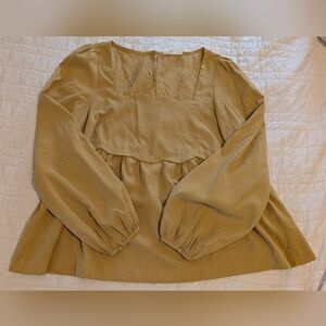 Women's Long Sleeve Peplum Top - Mustard